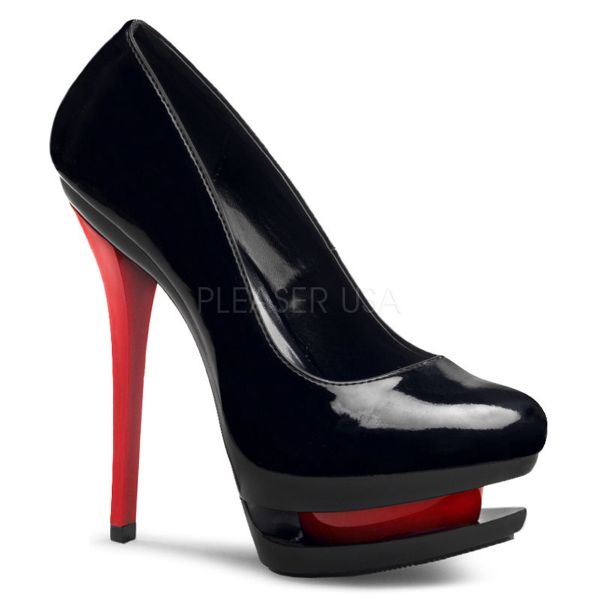 BLONDIE-685 schwarz-rot     Auffallende zweifarbige Doppel-Plateau High Heels schwarz-rot 